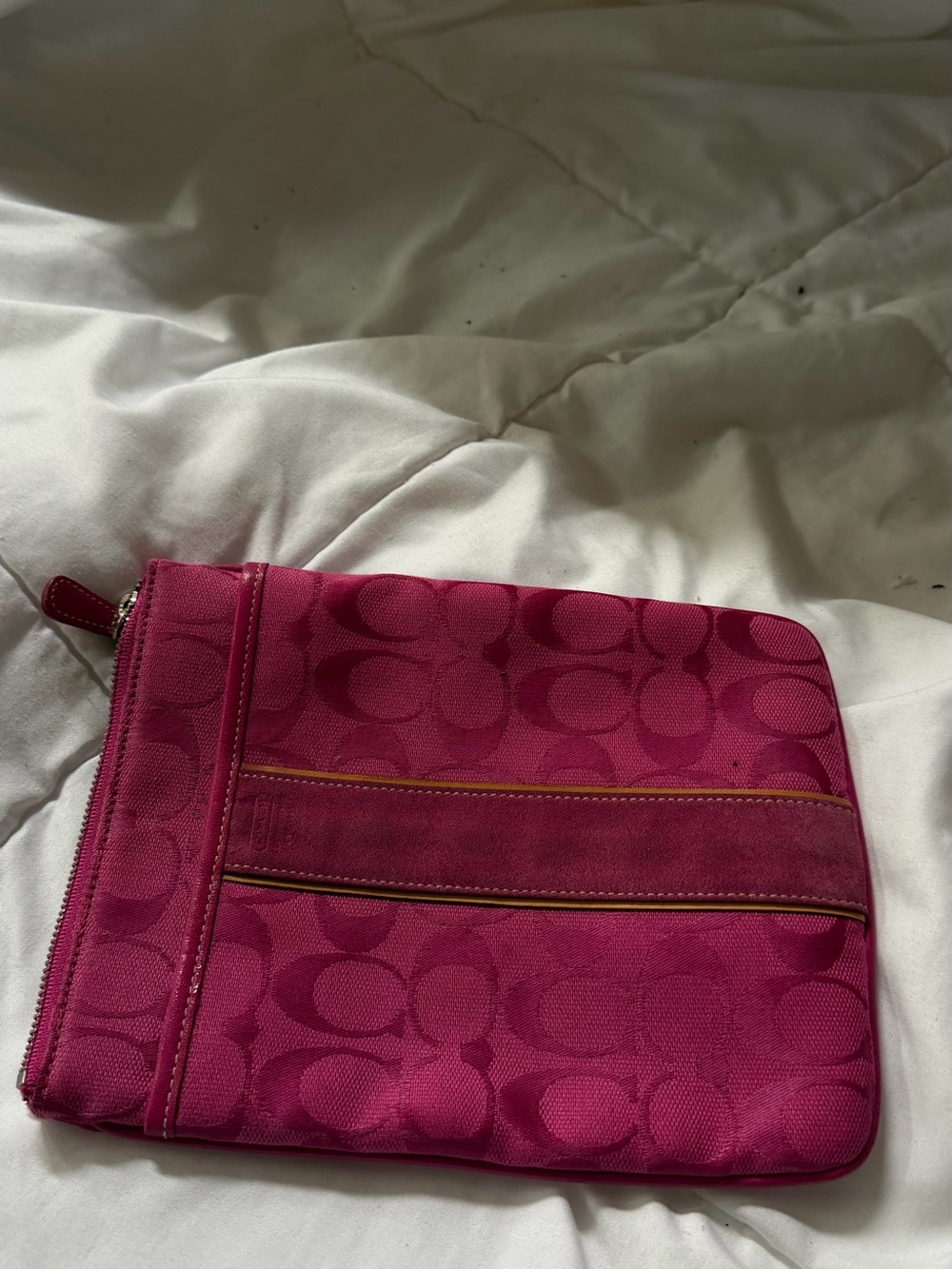 Coach Hot Pink Signature Wristlet Pouch